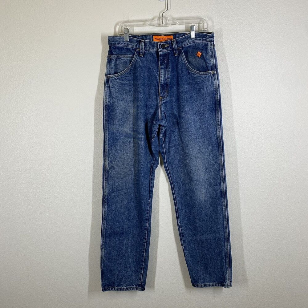 Wrangler FR Biggs Jeans Mens 34x34 Blue Flame Resistant CAT2 2112 Workwear Denim
